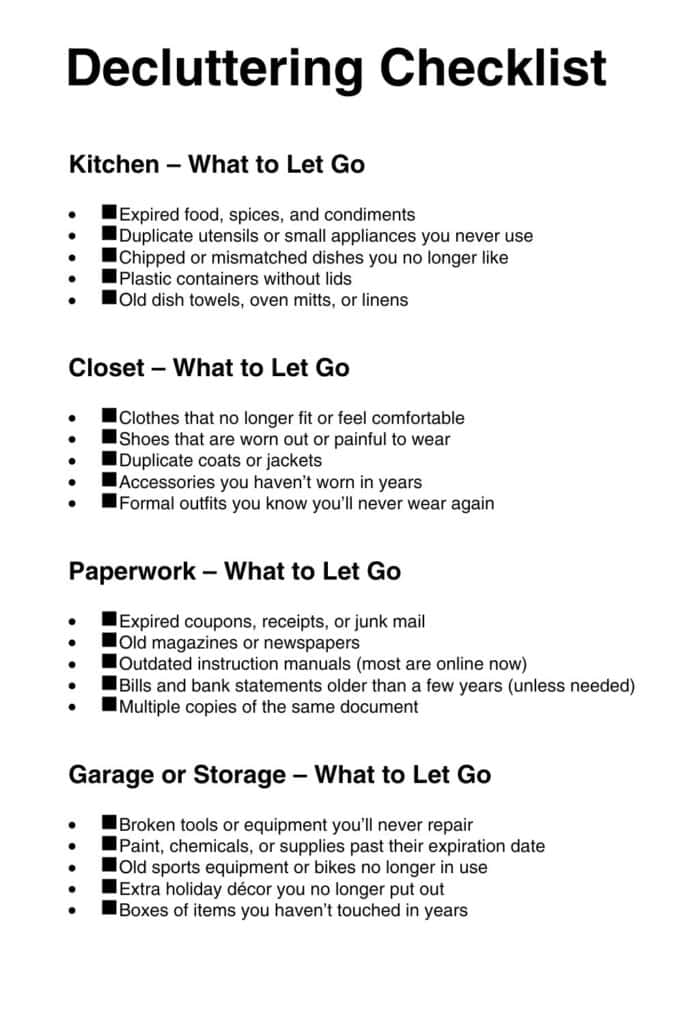 Decluttering Checklist for Seniors - Shannon Torrens