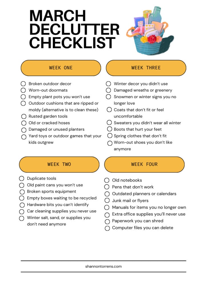 March Declutter Checklist