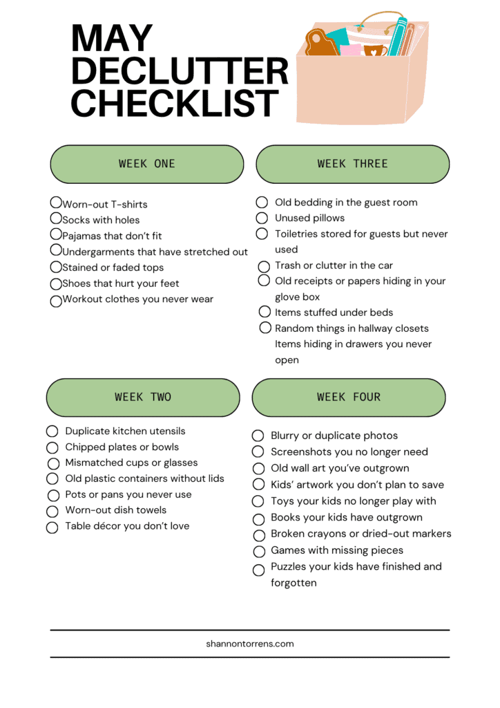May Declutter Checklist