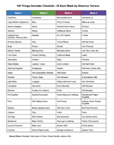 100 Items To Declutter Checklist - Shannon Torrens