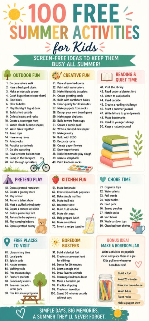 100 summer activities for kids free