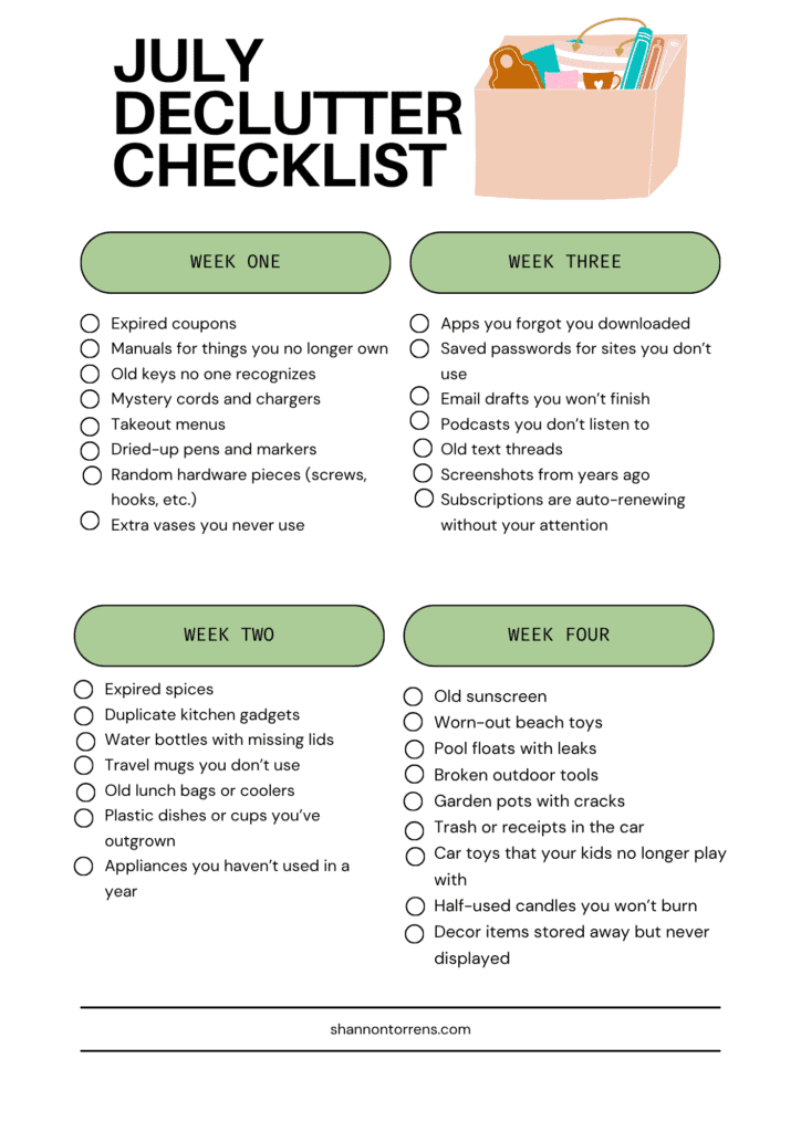 July Declutter Checklist copy