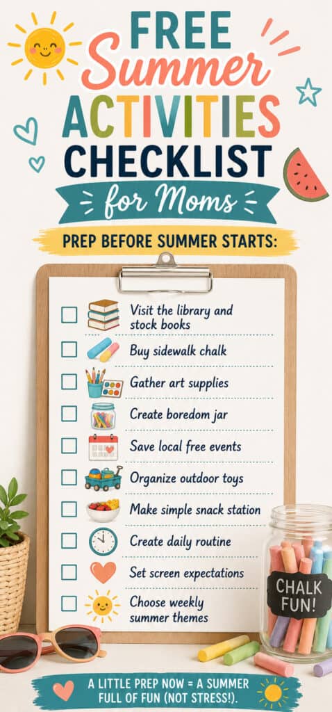 summer activities checklist for moms