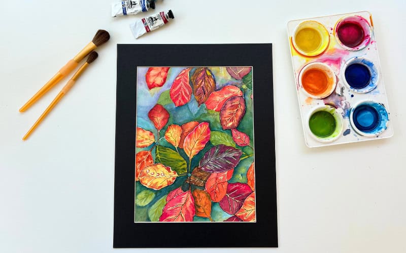 watercolor fall leaves painting