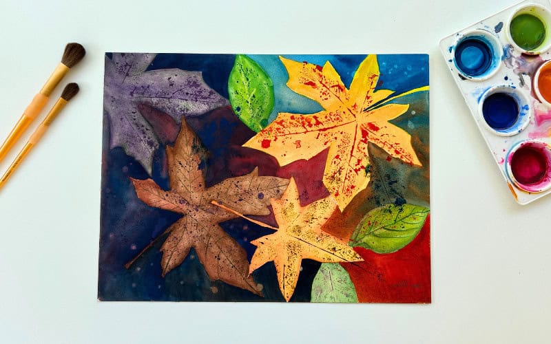 watercolor leaves fall art