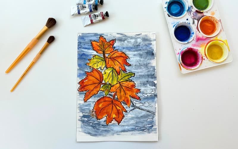 watercolor leaves for fall art