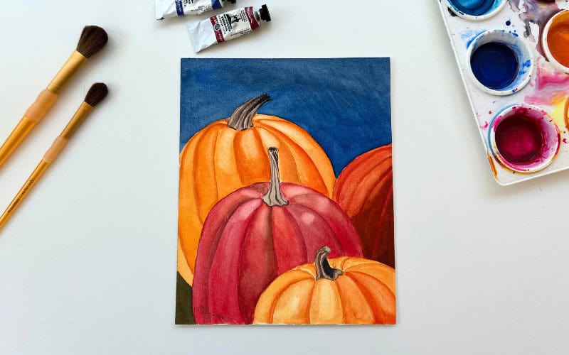 watercolor pumpkin art 1