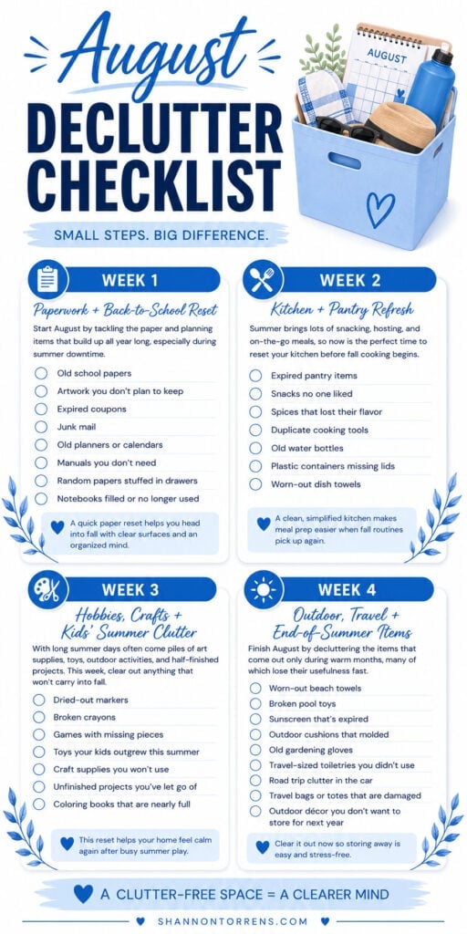 August declutter checklist