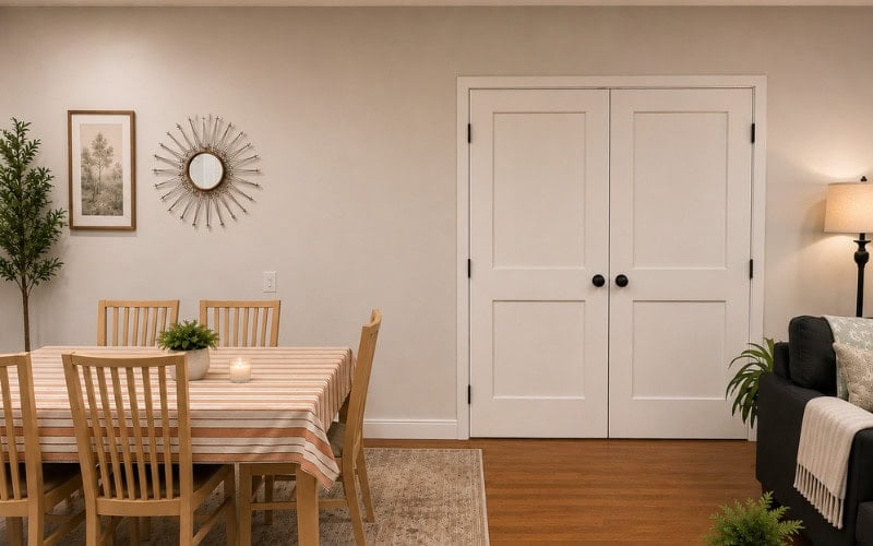 added wall and door after project home living room
