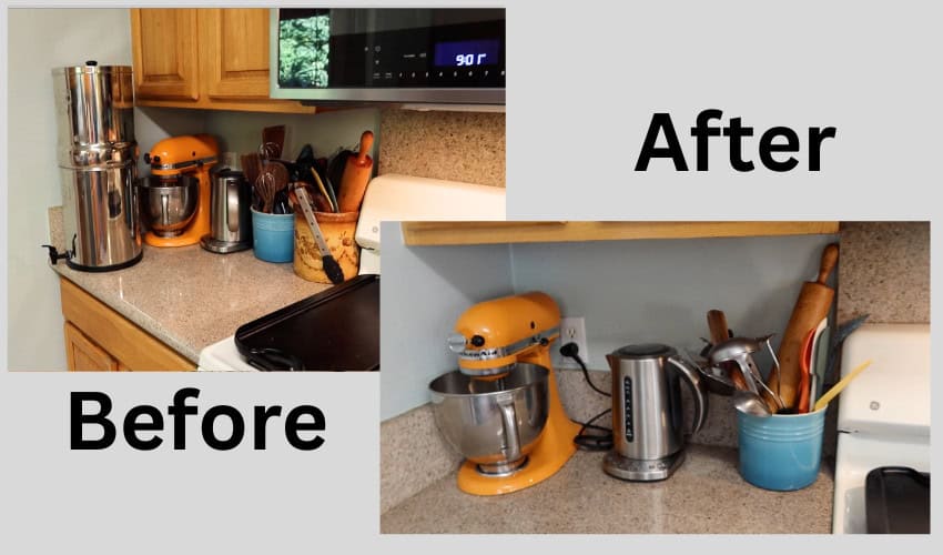 before and after kitchen picture for blog
